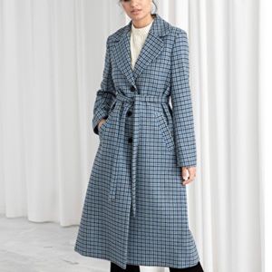 & Other Stories Blue Plaid Coat, New With Tags